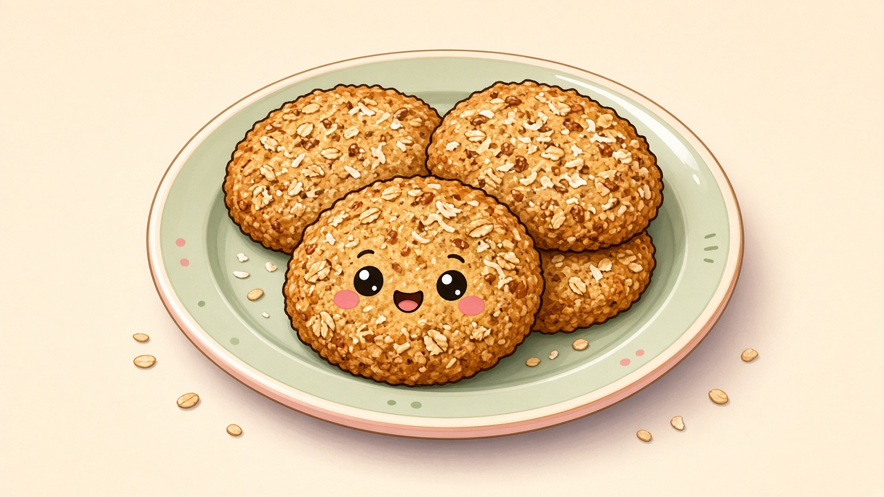 Anzac biscuits — cartoon recipe illustration