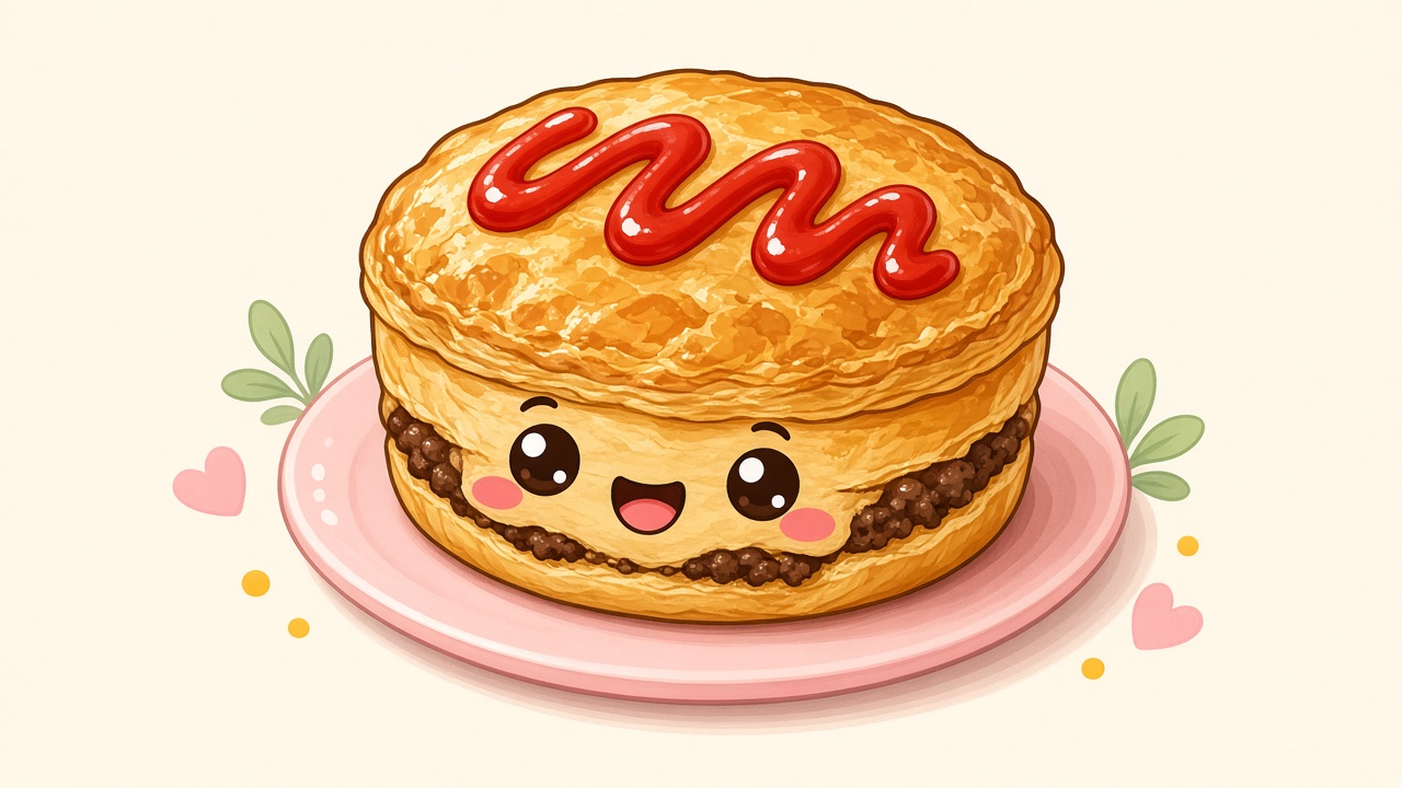 Aussie meat pies — cartoon recipe illustration