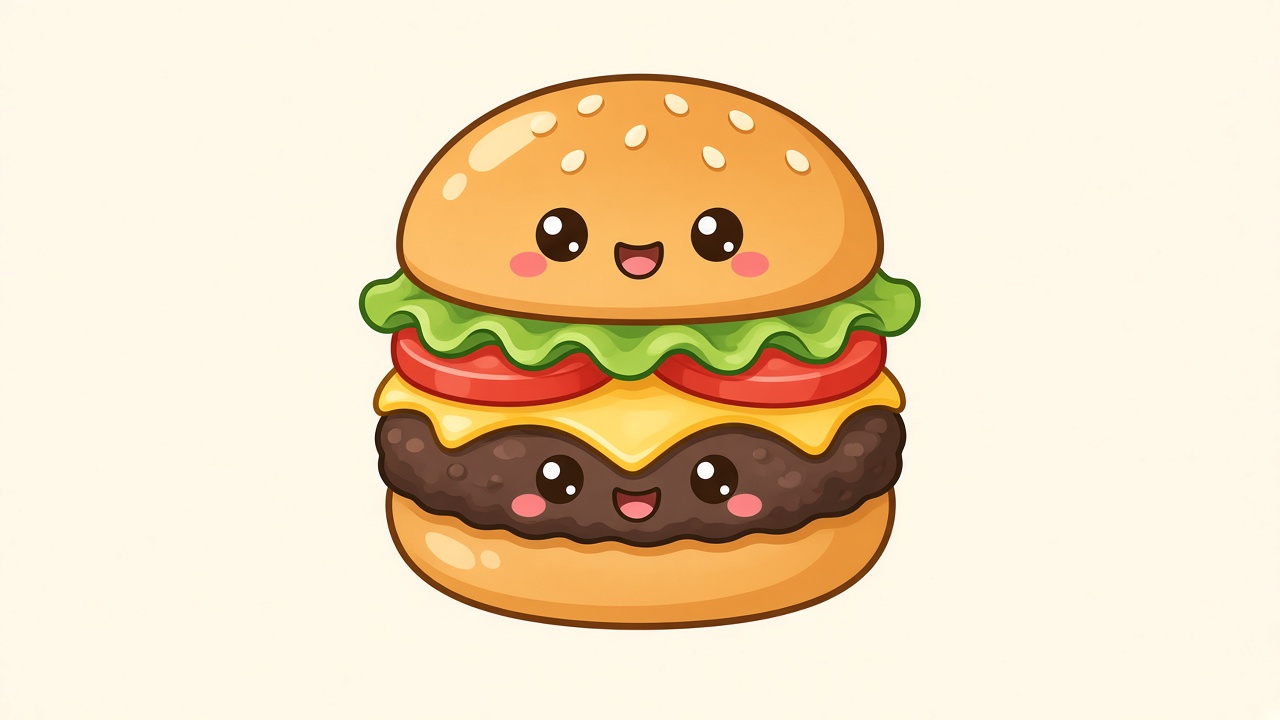 Beef burgers — cartoon recipe illustration
