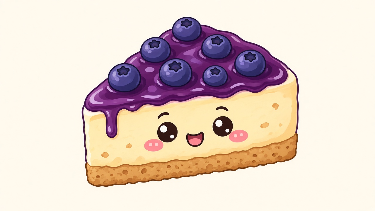 Blueberry cheesecake — cartoon recipe illustration