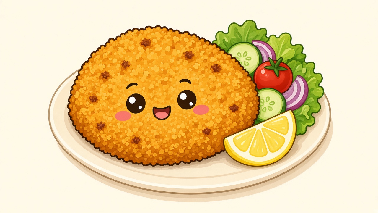 Chicken schnitzel — cartoon recipe illustration