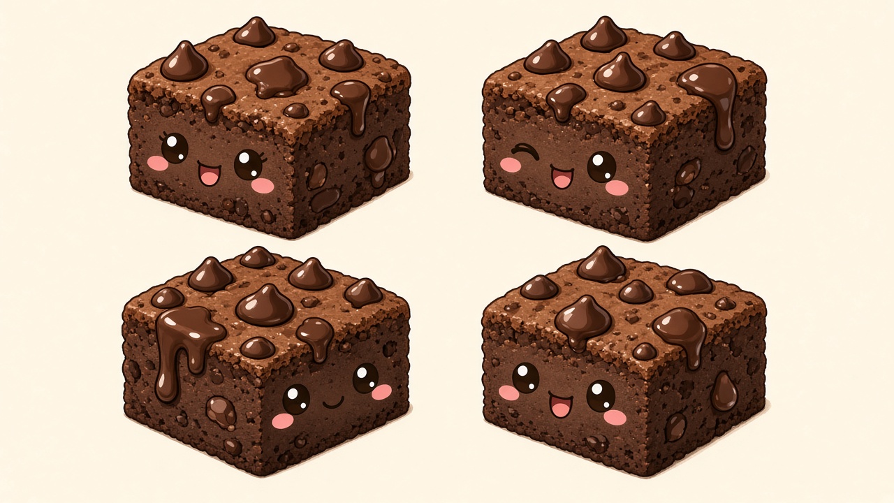 Chocolate brownies — cartoon recipe illustration