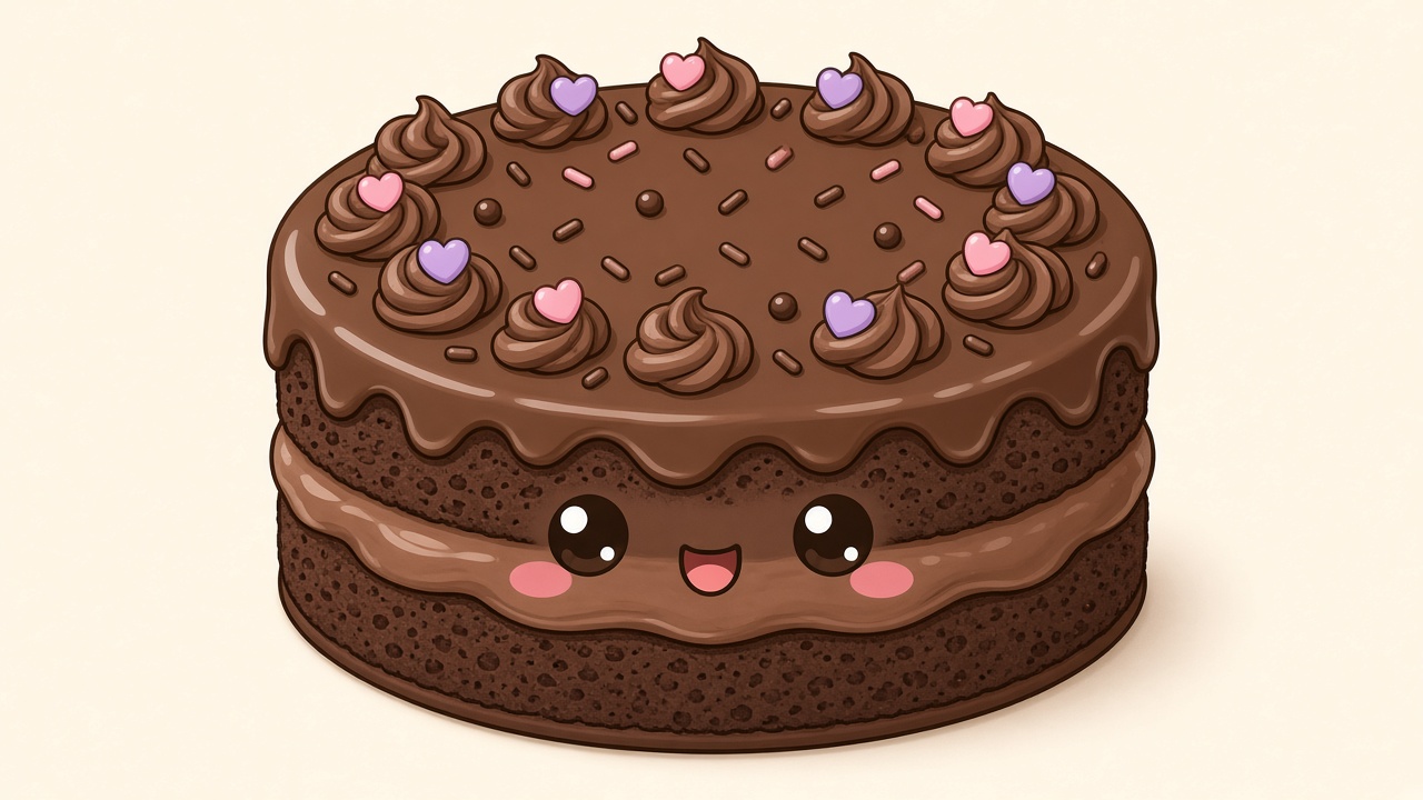 Chocolate cake — cartoon recipe illustration