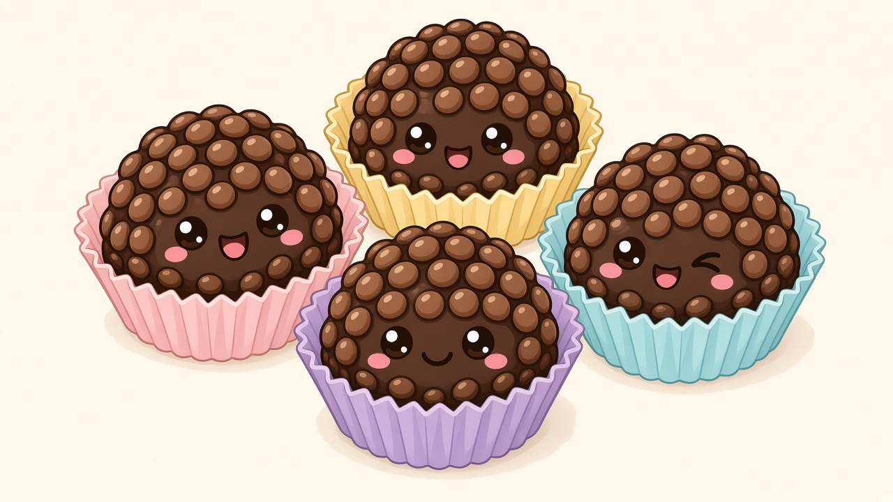 Chocolate crackles — cartoon recipe illustration