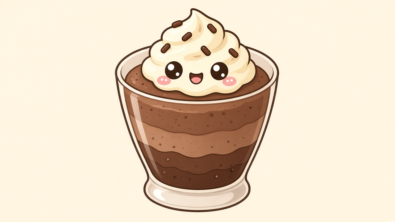 Chocolate mousse — cartoon recipe illustration
