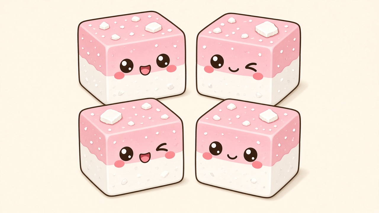 Coconut ice — cartoon recipe illustration