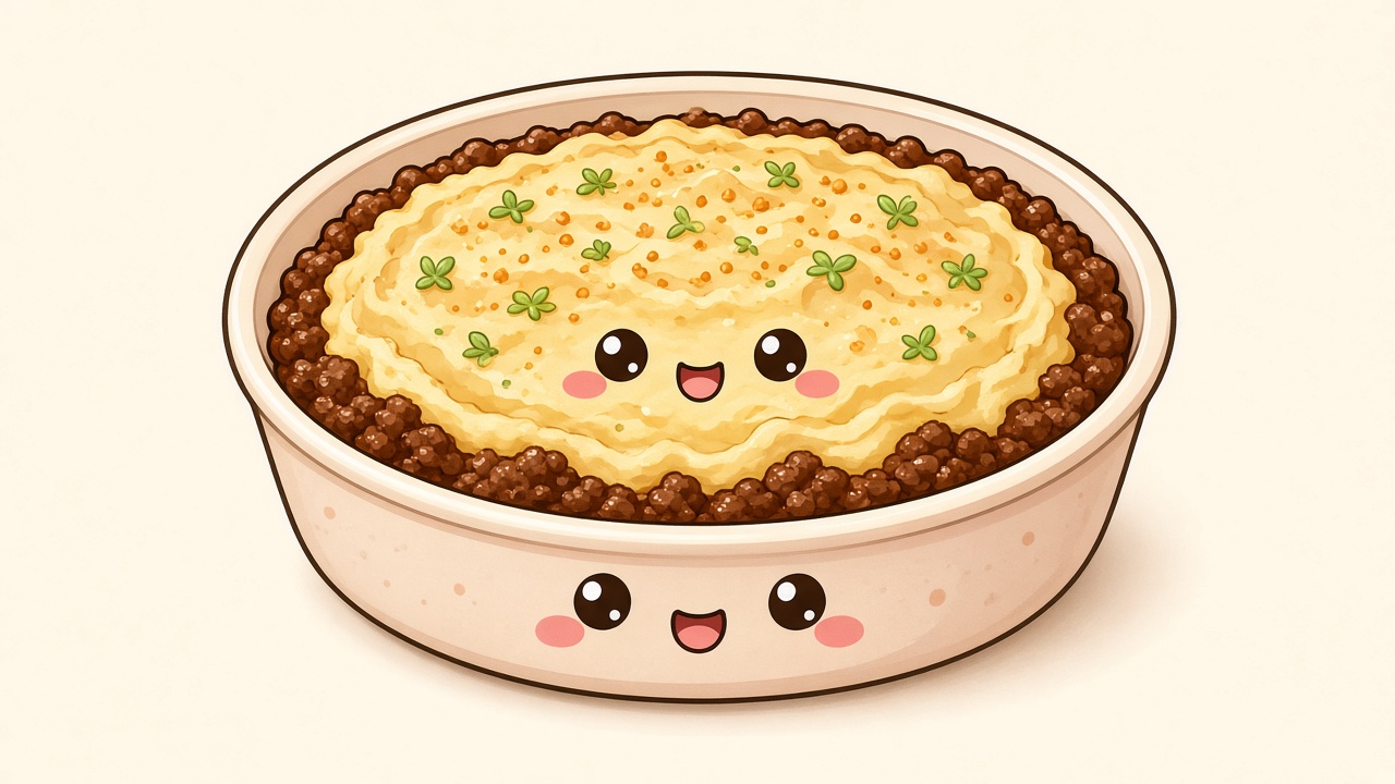 Cottage pie — cartoon recipe illustration