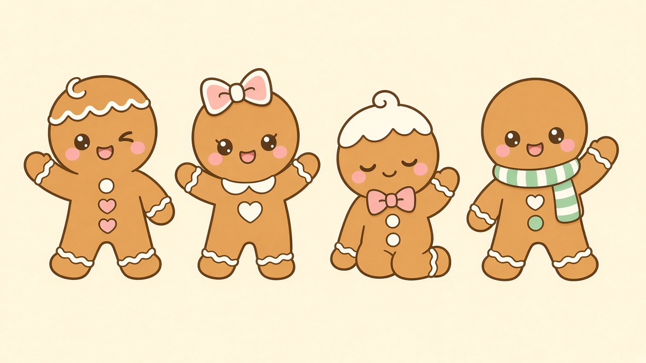 Gingerbread biscuits — cartoon recipe illustration