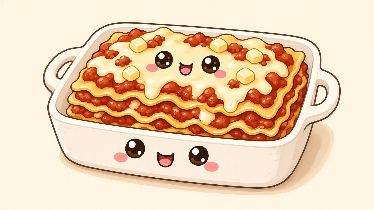 Lasagna — cartoon recipe illustration