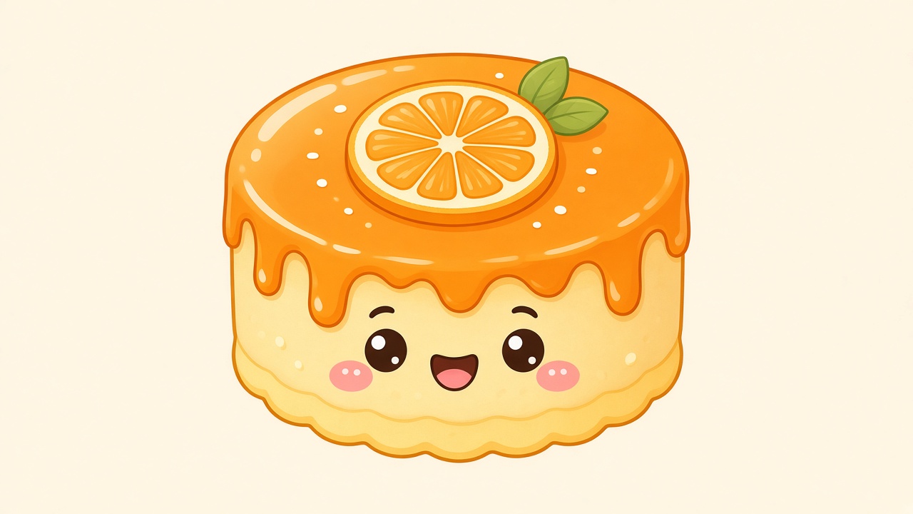Orange cake — cartoon recipe illustration