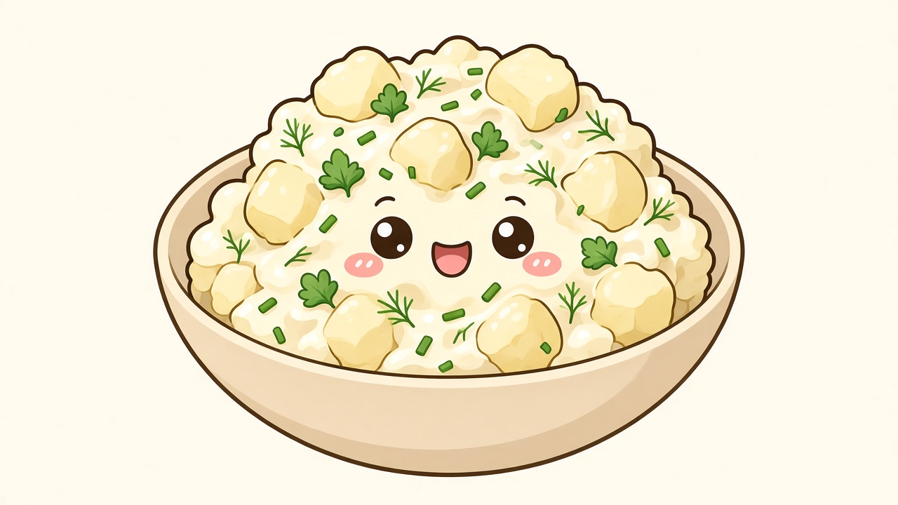 Potato salad — cartoon recipe illustration