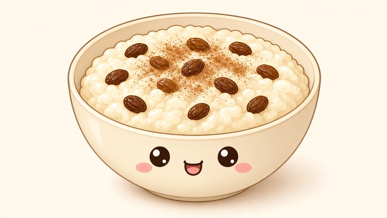 Rice pudding — cartoon recipe illustration