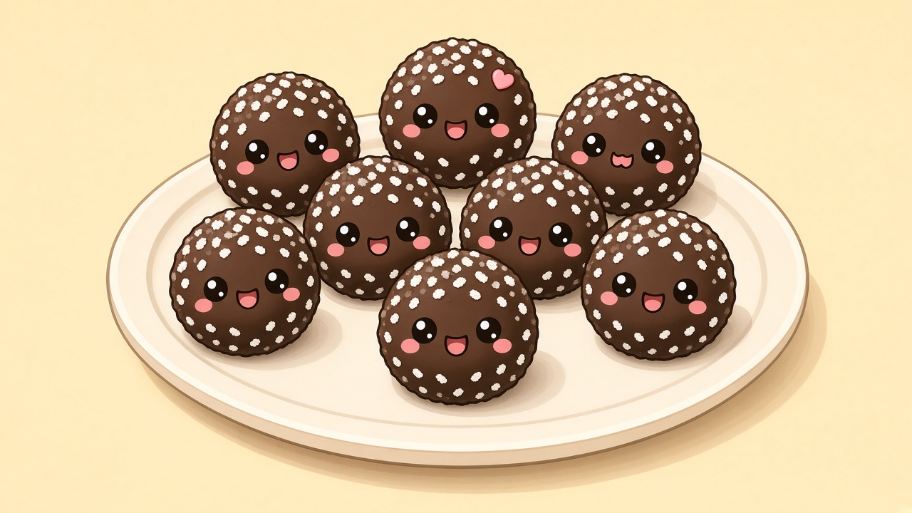 Rum balls — cartoon recipe illustration