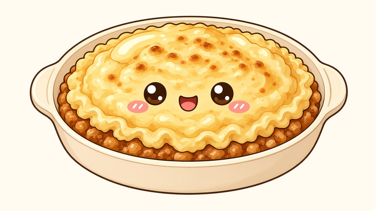 Shepherd's pie — cartoon recipe illustration